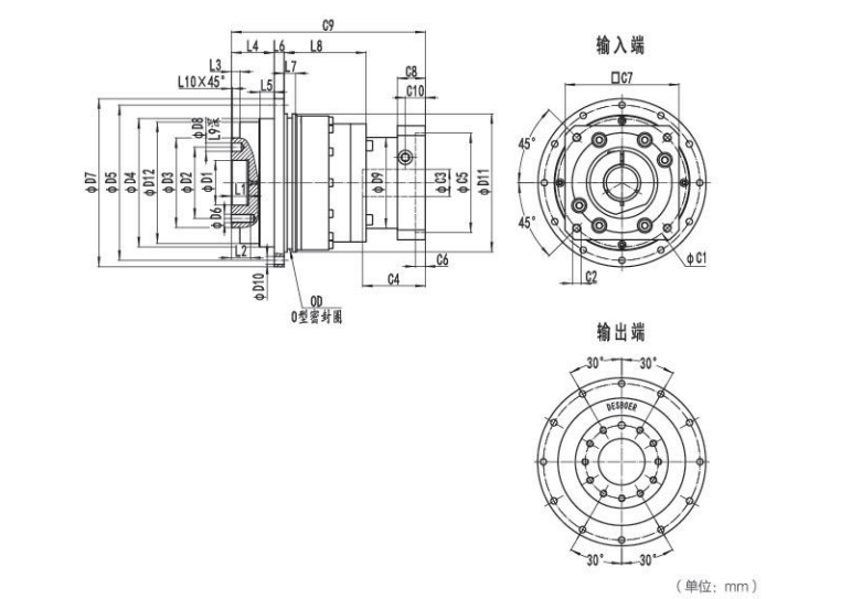 NDV200系列精密行星減速器型號參數與圖紙